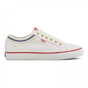 Keds Jump Kick Rib Knit Collar Canvas Naisten Canvas White/Red | OJRA25394