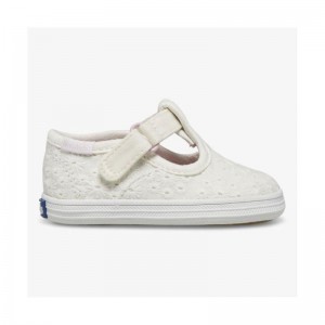 Keds Little Kid's Champion Varvas Cap T-Strap Lasten Sneaker Valkoinen | IPVM19862