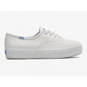 Keds The Platform Nahkaiset Naisten Platform Sneakers Valkoinen | XWFP17246