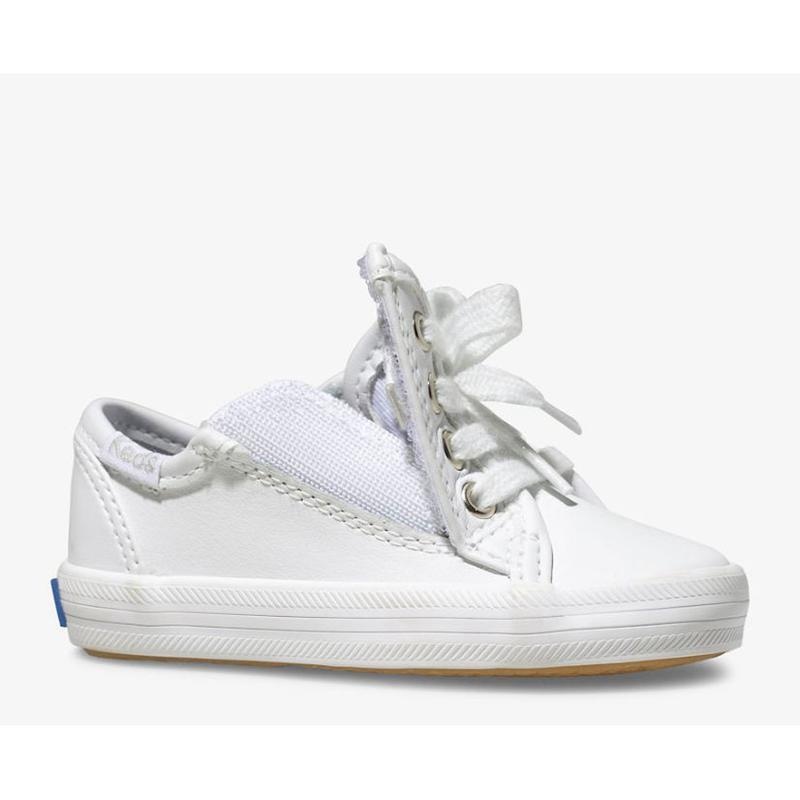 Keds Big Kid's Kickstart Jr. Nahkaiset Lasten Sneaker Valkoinen | YNIV39017