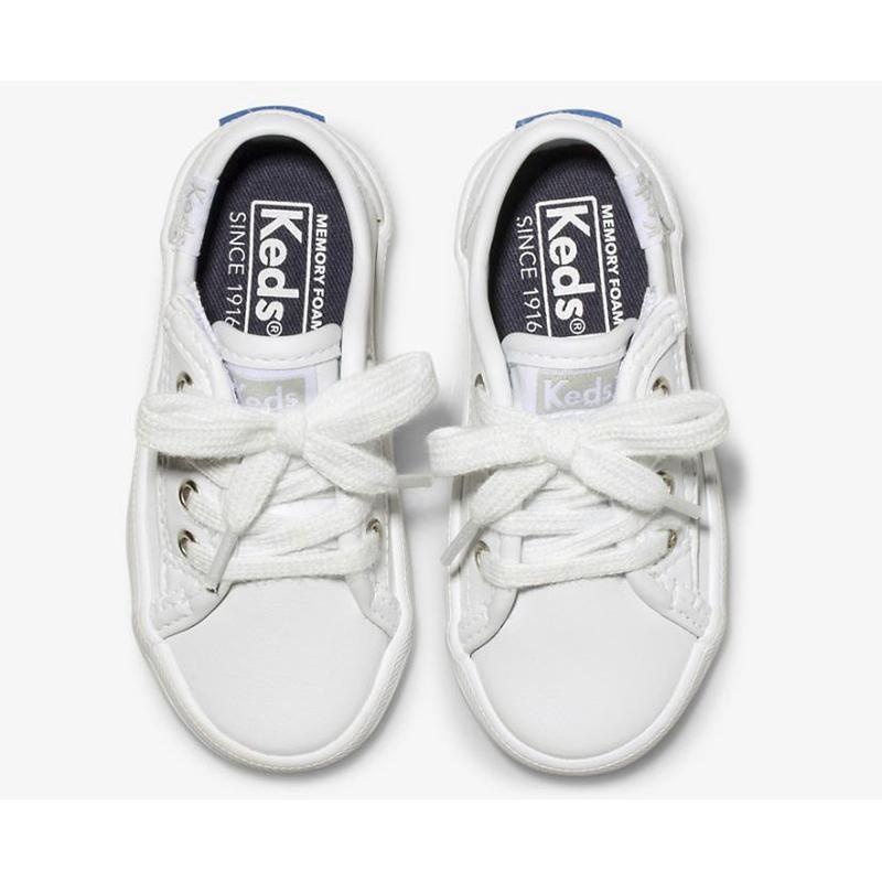 Keds Big Kid's Kickstart Jr. Nahkaiset Lasten Sneaker Valkoinen | YNIV39017