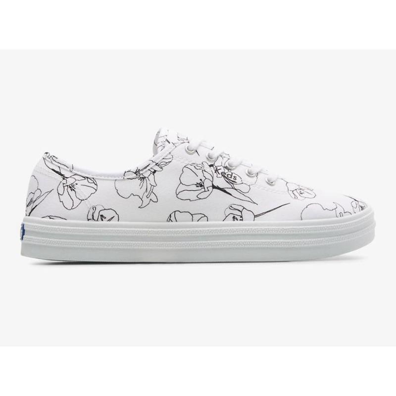 Keds Breezie Canvas Hand Drawn Print Naisten Lace Ups Valkoinen Mustat | WOJZ41597