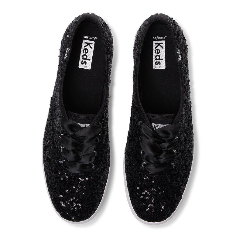 Keds Champion Sequins Cel Naisten Canvas Mustat | VZXS01394