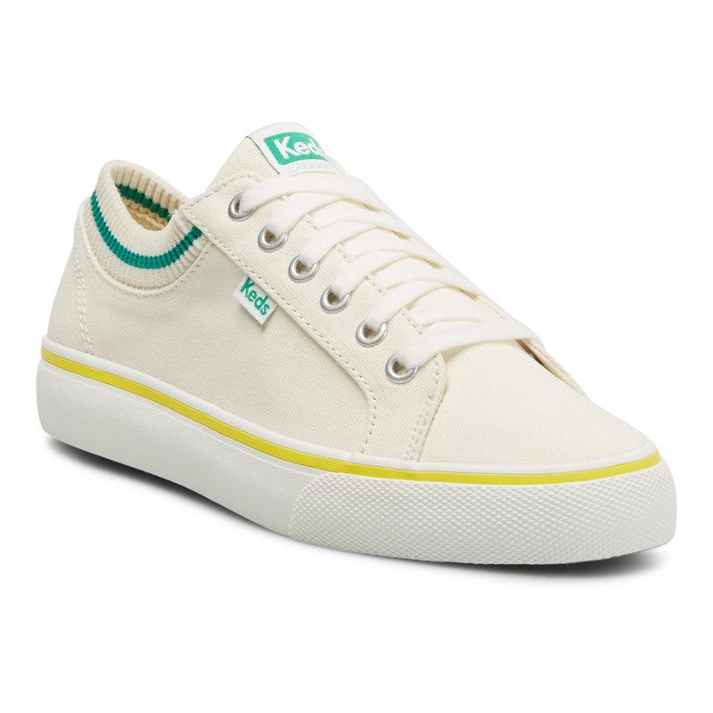 Keds Jump Kick Rib Knit Collar Naisten Canvas White/Green | JNFG67108