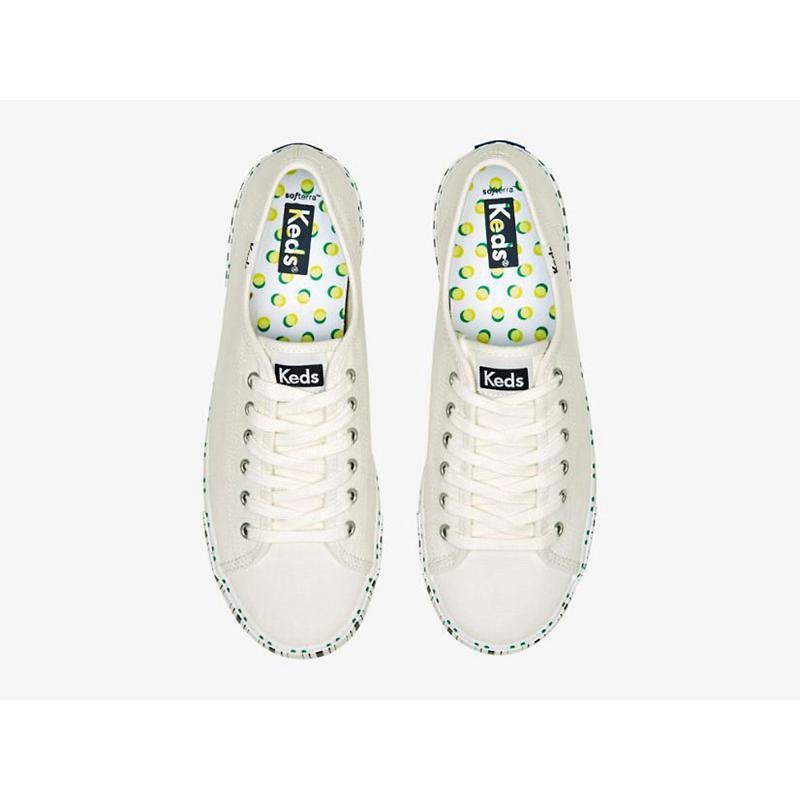Keds Kickstart Tennis Stripe Naisten Lace Ups Valkoinen Laivastonsininen | BAWM13648