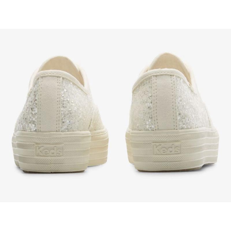 Keds The Platform Glitter Celebration Naisten Platform Sneakers Kerma Valkoinen | GAEC65091