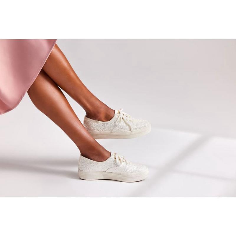 Keds The Platform Glitter Celebration Naisten Platform Sneakers Kerma Valkoinen | GAEC65091