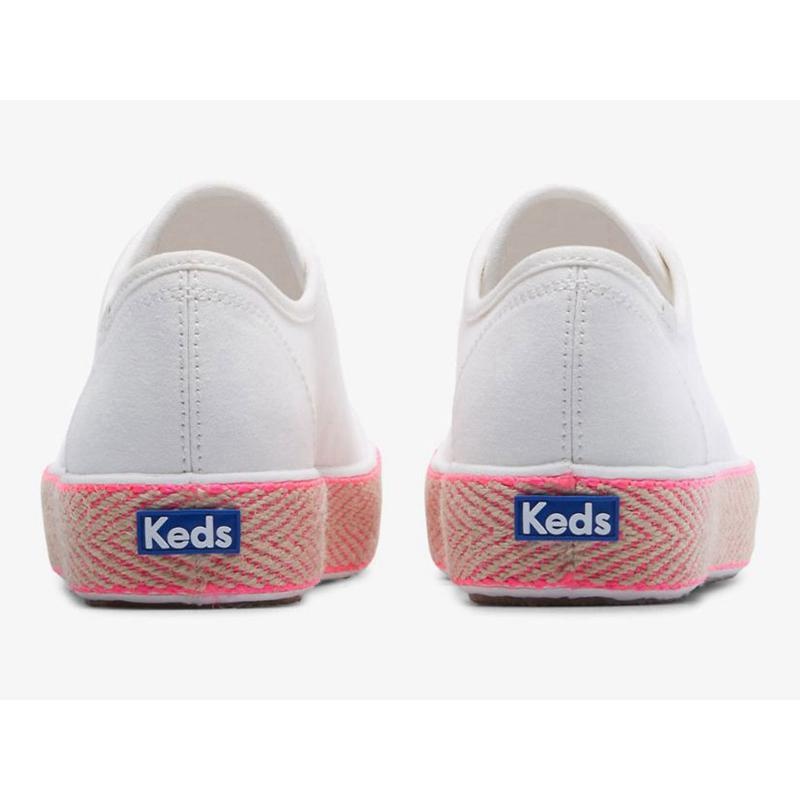 Keds Triple Kick Canvas Jute Foxing Naisten Lace Ups Valkoinen Pinkki | IDXK78569