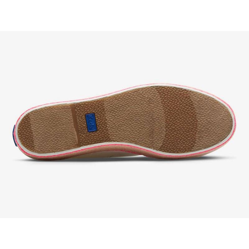 Keds Triple Kick Canvas Jute Foxing Naisten Lace Ups Valkoinen Pinkki | IDXK78569